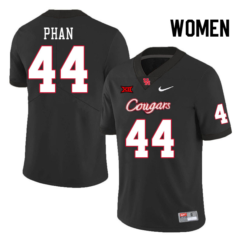 Women #44 Brandon Phan Houston Cougars College Football Jerseys Stitched Sale-Black - Click Image to Close